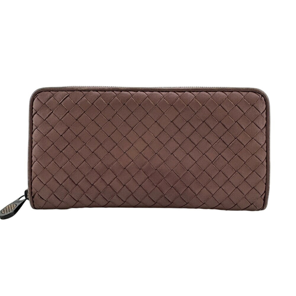 BOTTEGA VENETA Bottega Veneta Round Zip Wallet Intrecciato Long Pink Women's